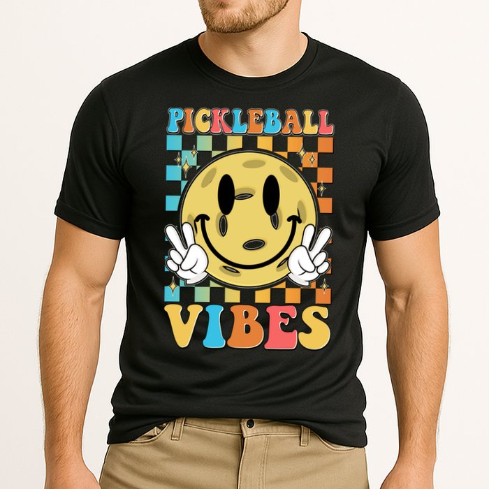 Retro Smiley Emoji Pickleball Vibes Performance Shirt