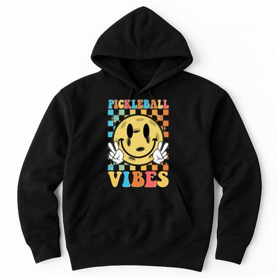 Retro Smiley Emoji Pickleball Vibes Hoodie