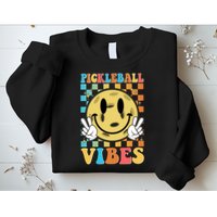 Retro Smiley Emoji Pickleball Vibes Sweatshirt