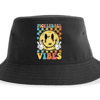 Retro Smiley Emoji Pickleball Vibes Sustainable Bucket Hat