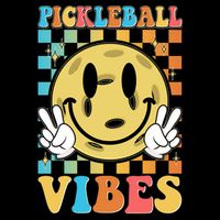 Retro Smiley Emoji Pickleball Vibes Drawstring Bag