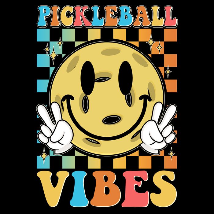Retro Smiley Emoji Pickleball Vibes Drawstring Bag