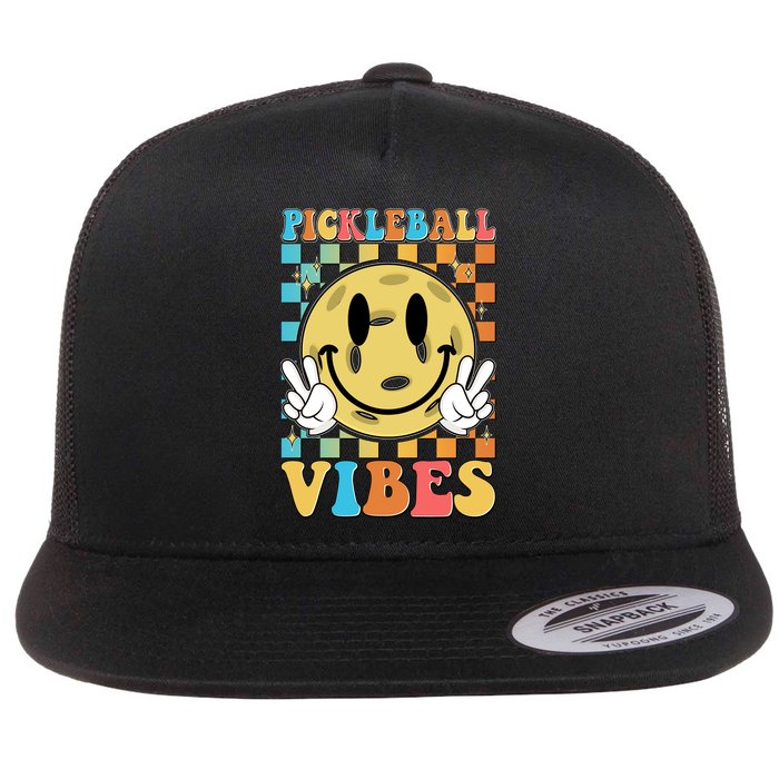 Retro Smiley Emoji Pickleball Vibes Flatbill Hat