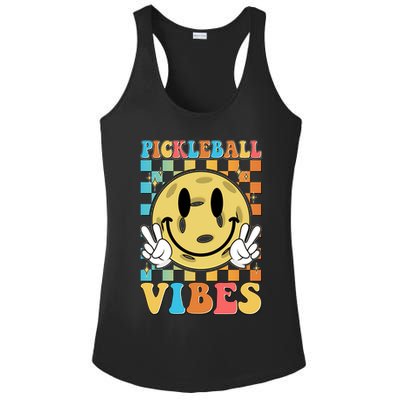 Retro Smiley Emoji Pickleball Vibes Ladies PosiCharge Competitor Racerback Tank
