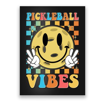 Retro Smiley Emoji Pickleball Vibes Poster