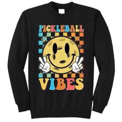 Retro Smiley Emoji Pickleball Vibes Tall Sweatshirt