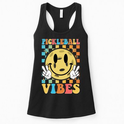 Retro Smiley Emoji Pickleball Vibes Womens Tank Top
