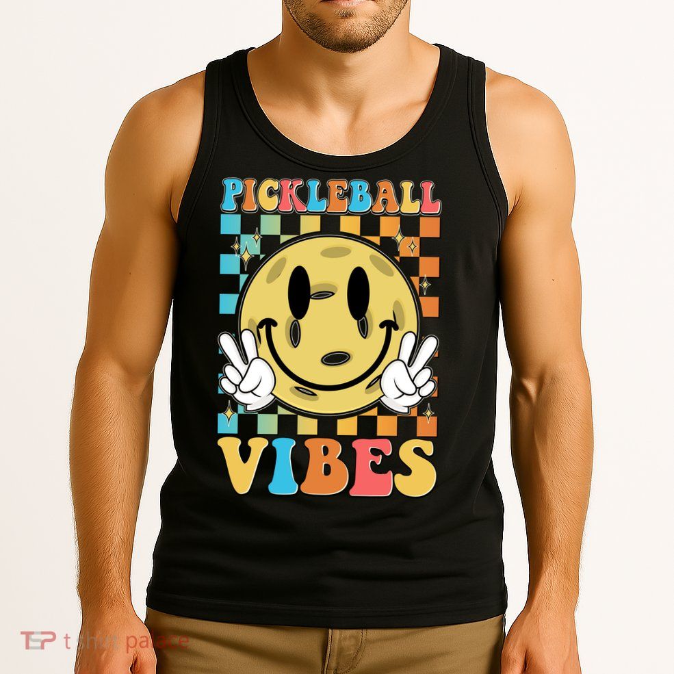 Retro Smiley Emoji Pickleball Vibes Tank Top