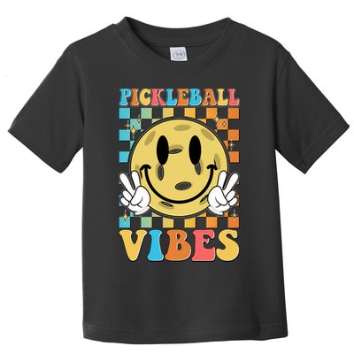 Retro Smiley Emoji Pickleball Vibes Toddler T-Shirt