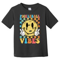 Retro Smiley Emoji Pickleball Vibes Toddler T-Shirt