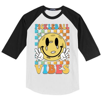 Retro Smiley Emoji Pickleball Vibes Kids Colorblock Raglan Jersey