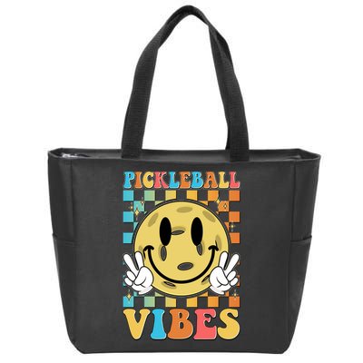 Retro Smiley Emoji Pickleball Vibes Zip Tote Bag