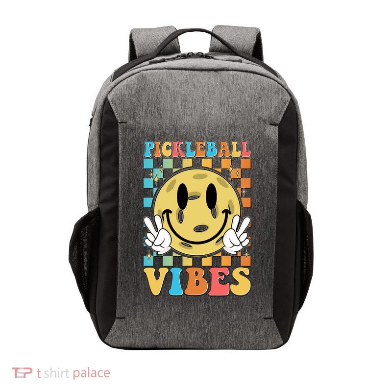 Retro Smiley Emoji Pickleball Vibes Vector Backpack