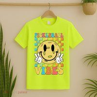 Retro Smiley Emoji Pickleball Vibes T-Shirt