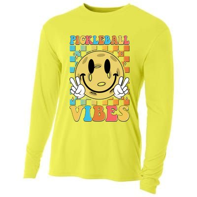 Retro Smiley Emoji Pickleball Vibes Cooling Performance Long Sleeve Crew