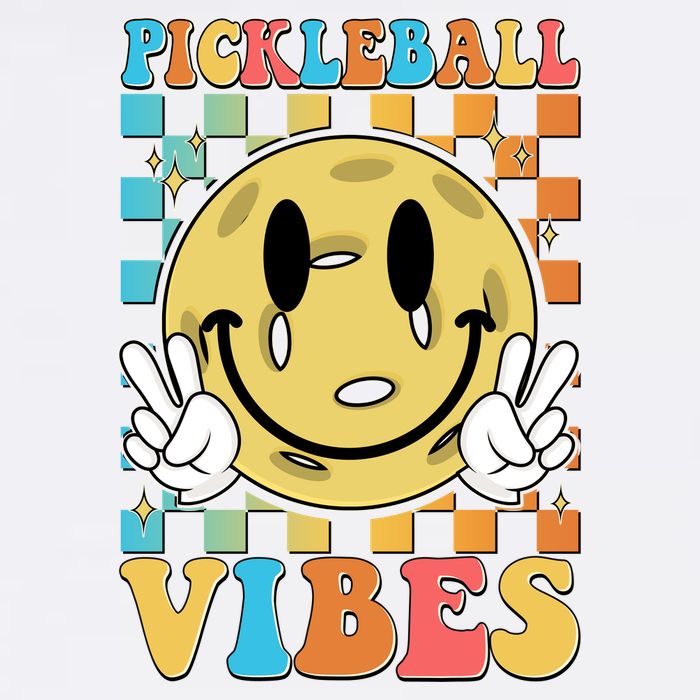 Retro Smiley Emoji Pickleball Vibes Garment-Dyed Sweatshirt
