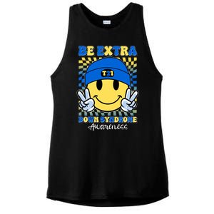 Retro Smiley Emoji Be Extra Down Syndrome Awareness Ladies PosiCharge Tri-Blend Wicking Tank