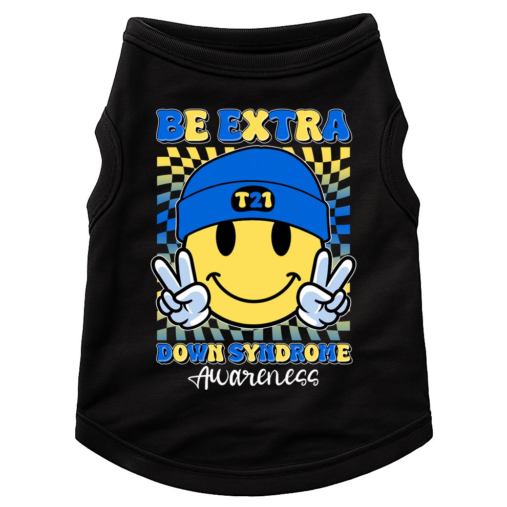 Retro Smiley Emoji Be Extra Down Syndrome Awareness Doggie Tank