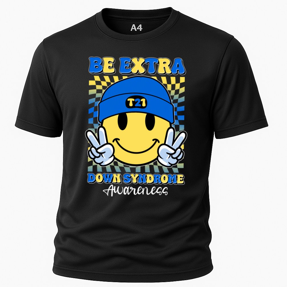 Retro Smiley Emoji Be Extra Down Syndrome Awareness Cooling Performance Crew T-Shirt