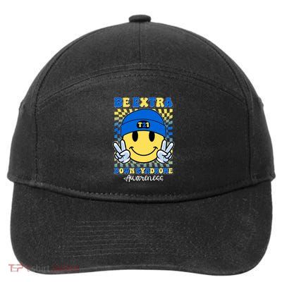 Retro Smiley Emoji Be Extra Down Syndrome Awareness 7-Panel Snapback Hat