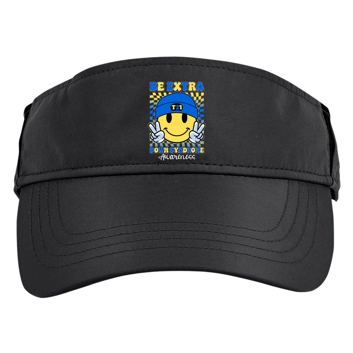 Retro Smiley Emoji Be Extra Down Syndrome Awareness Adult Drive Performance Visor