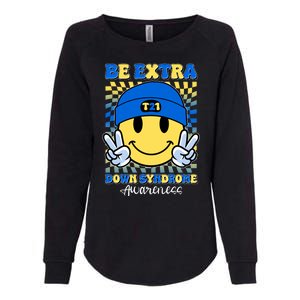 Retro Smiley Emoji Be Extra Down Syndrome Awareness Womens California Wash Sweatshirt