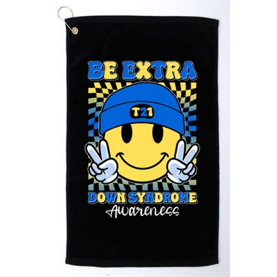 Retro Smiley Emoji Be Extra Down Syndrome Awareness Golf Towel