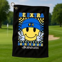 Retro Smiley Emoji Be Extra Down Syndrome Awareness Golf Towel
