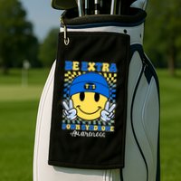 Retro Smiley Emoji Be Extra Down Syndrome Awareness Golf Towel