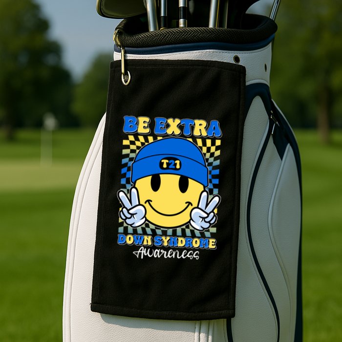 Retro Smiley Emoji Be Extra Down Syndrome Awareness Golf Towel
