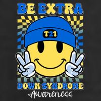 Retro Smiley Emoji Be Extra Down Syndrome Awareness Golf Towel