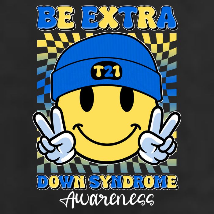 Retro Smiley Emoji Be Extra Down Syndrome Awareness Golf Towel