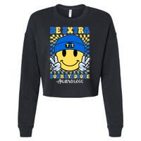 Retro Smiley Emoji Be Extra Down Syndrome Awareness Cropped Pullover Crew