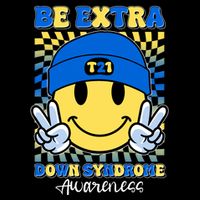 Retro Smiley Emoji Be Extra Down Syndrome Awareness Cropped Pullover Crew