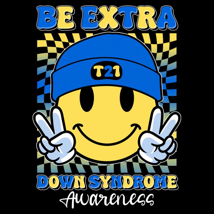 Retro Smiley Emoji Be Extra Down Syndrome Awareness Cropped Pullover Crew
