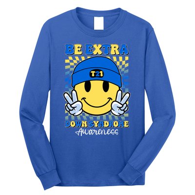 Retro Smiley Emoji Be Extra Down Syndrome Awareness Long Sleeve Shirt