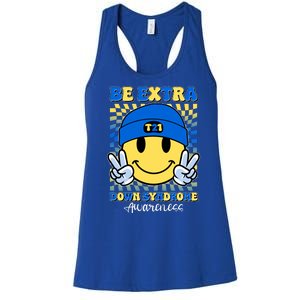 Retro Smiley Emoji Be Extra Down Syndrome Awareness Women's Racerback Tank