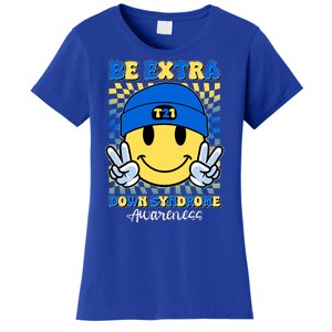 Retro Smiley Emoji Be Extra Down Syndrome Awareness Women's T-Shirt