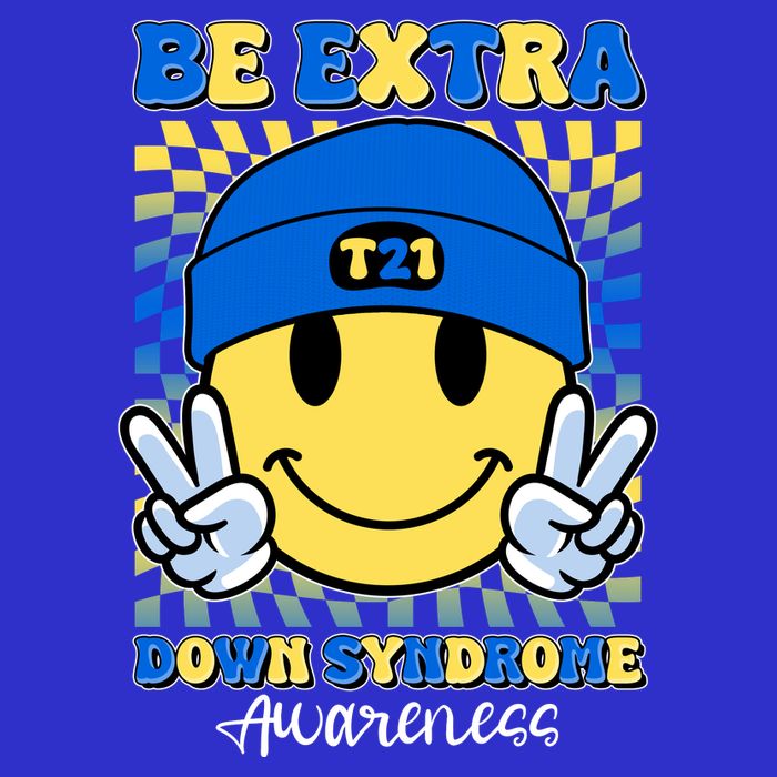 Retro Smiley Emoji Be Extra Down Syndrome Awareness Zip Tote Bag