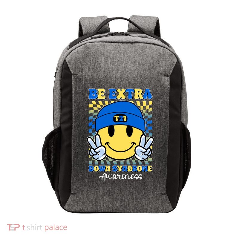 Retro Smiley Emoji Be Extra Down Syndrome Awareness Vector Backpack