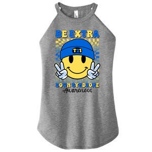 Retro Smiley Emoji Be Extra Down Syndrome Awareness Women's Perfect Tri Rocker Tank