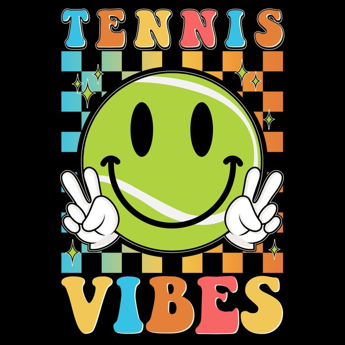 Retro Smiley Emoji Tennis Vibes Drawstring Bag