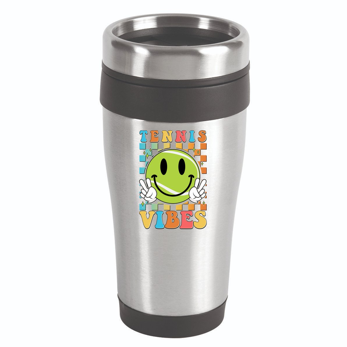 Retro Smiley Emoji Tennis Vibes 16oz Travel Tumbler
