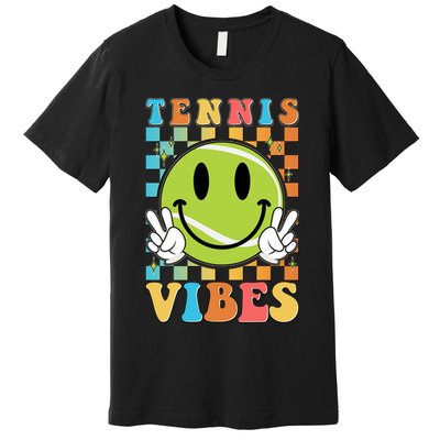Retro Smiley Emoji Tennis Vibes Premium T-Shirt