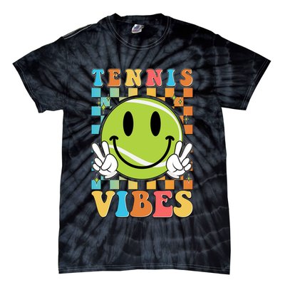 Retro Smiley Emoji Tennis Vibes Tie-Dye T-Shirt