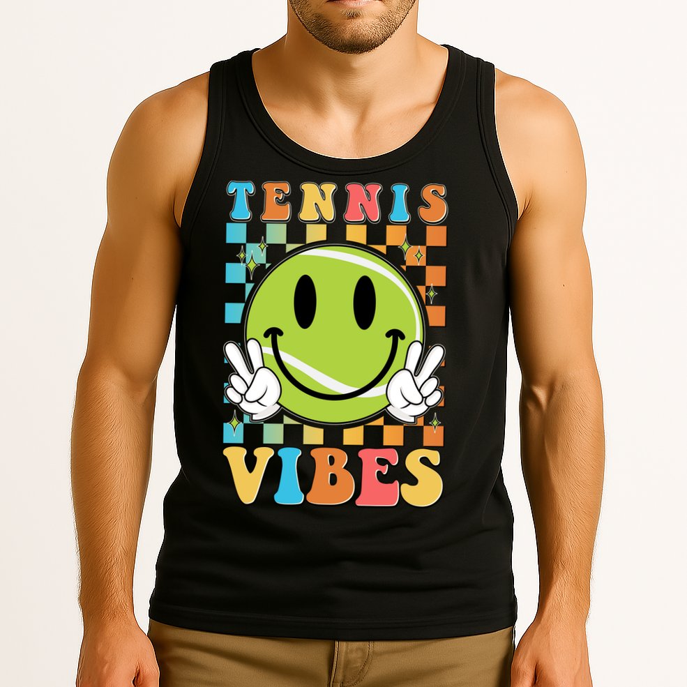 Retro Smiley Emoji Tennis Vibes Tank Top