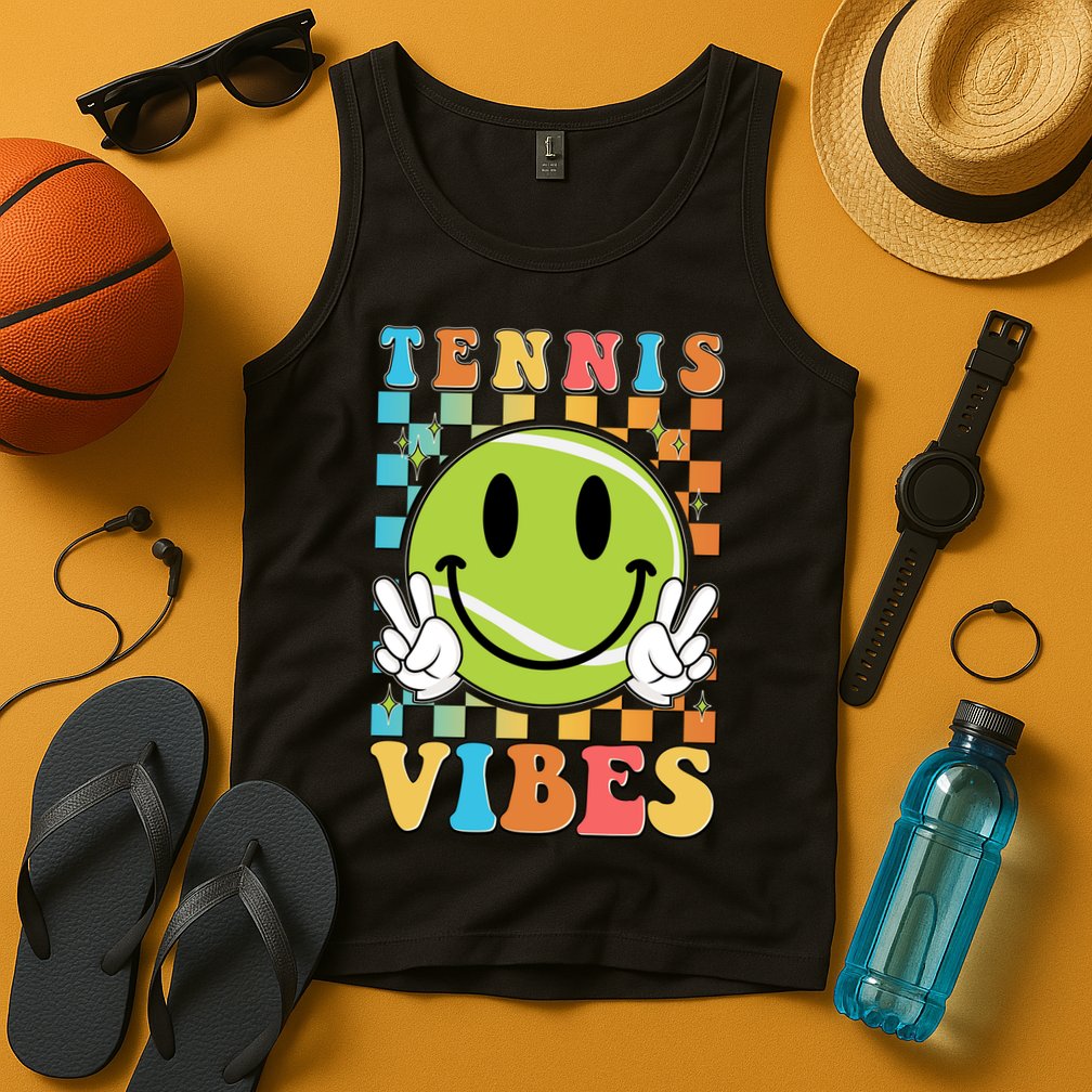 Retro Smiley Emoji Tennis Vibes Tank Top
