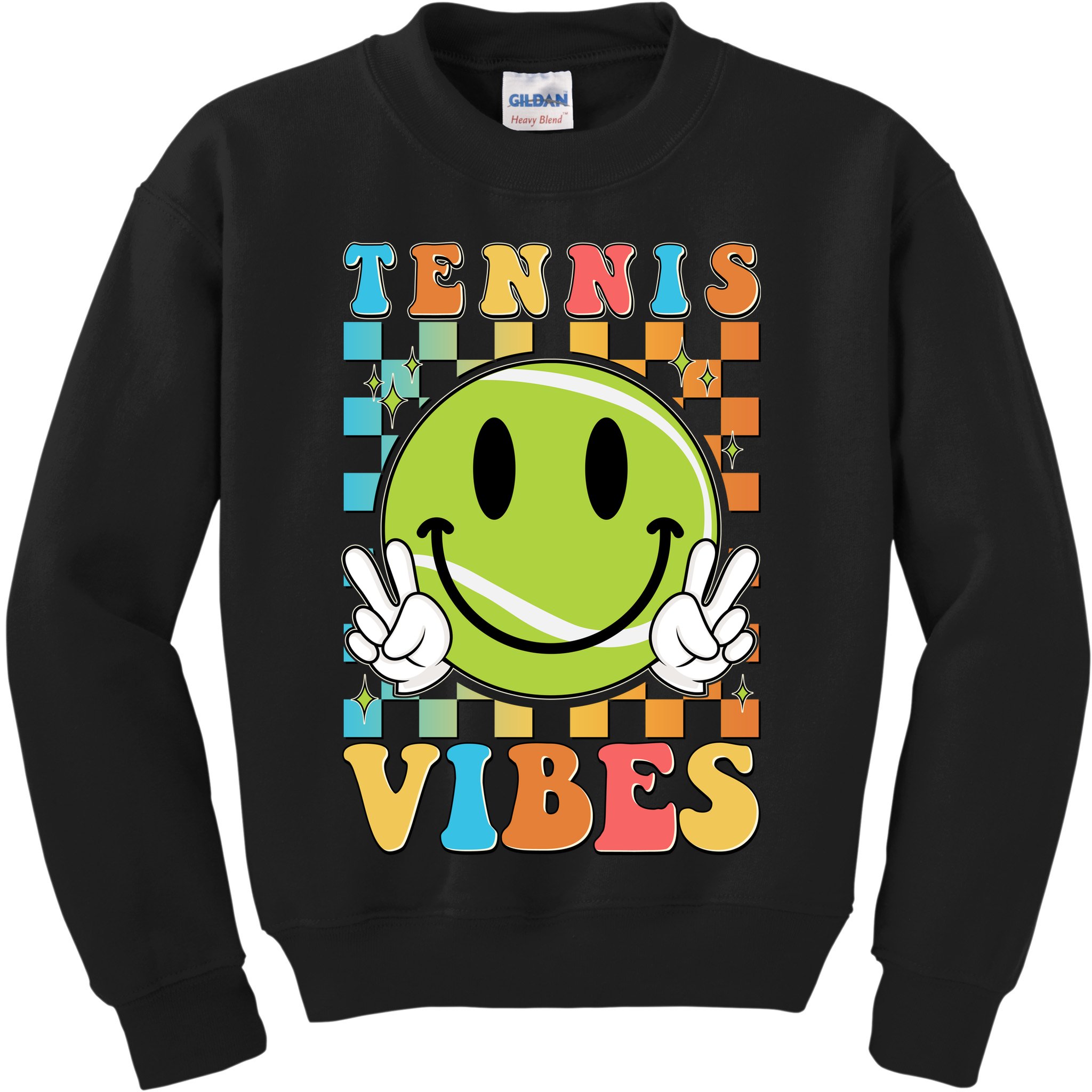 Retro Smiley Emoji Tennis Vibes Kids Sweatshirt