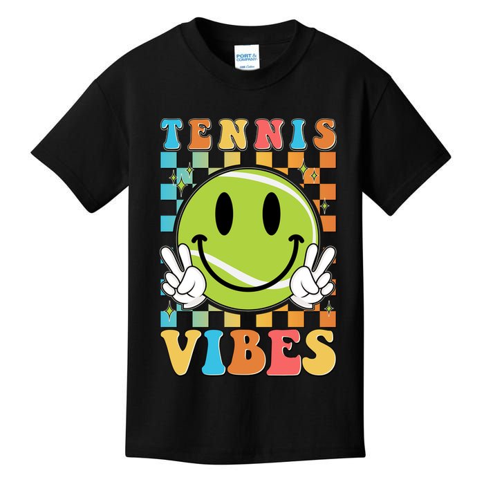 Retro Smiley Emoji Tennis Vibes Kids T-Shirt