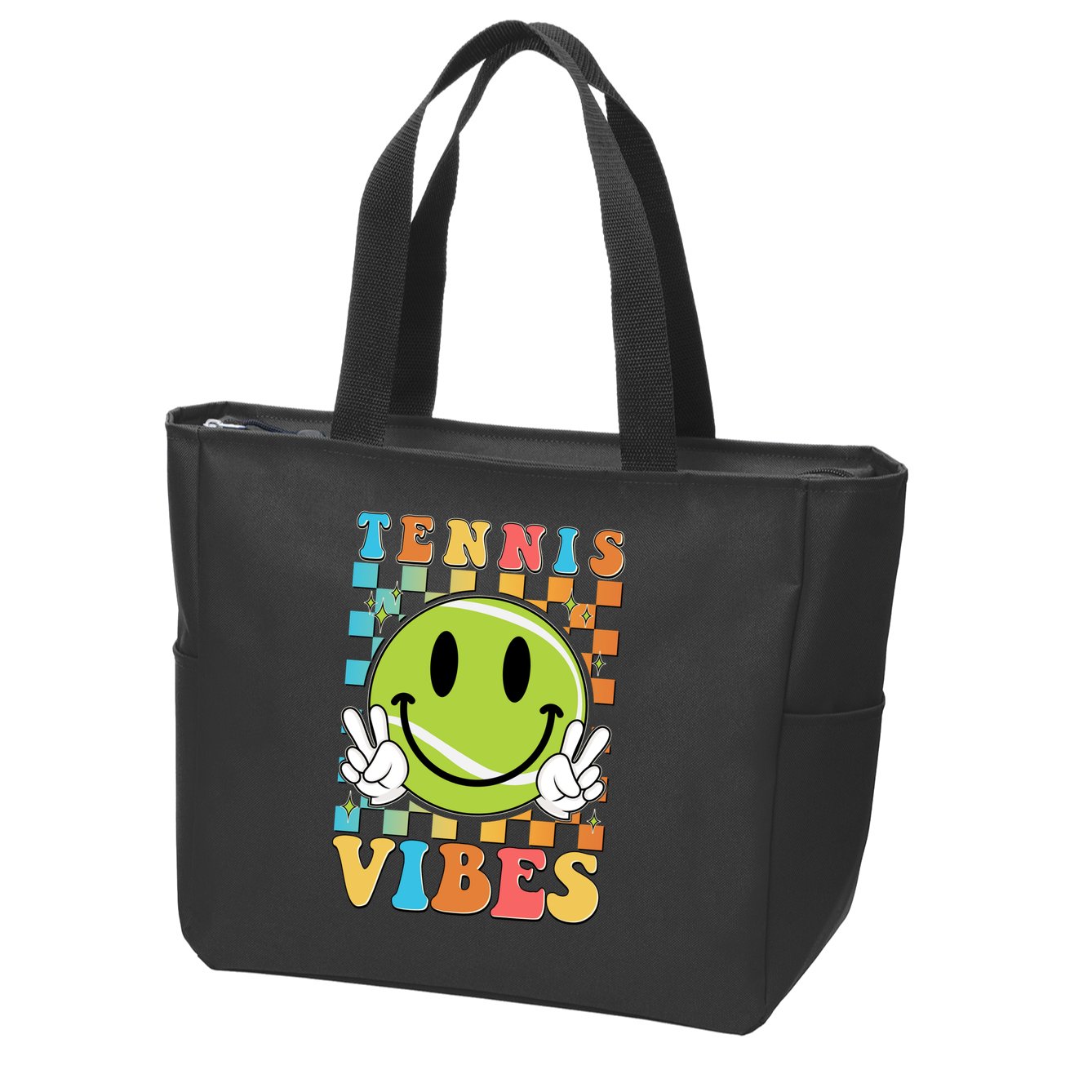 Retro Smiley Emoji Tennis Vibes Zip Tote Bag
